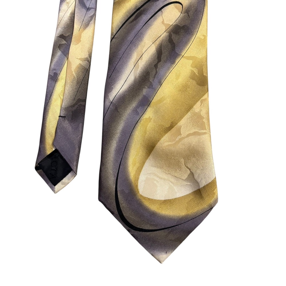 J GARCIA Silk Tie Mens Wetlands Collection 1996 Abstract Swirl‎ Yellow Purple - Picture 3 of 7
